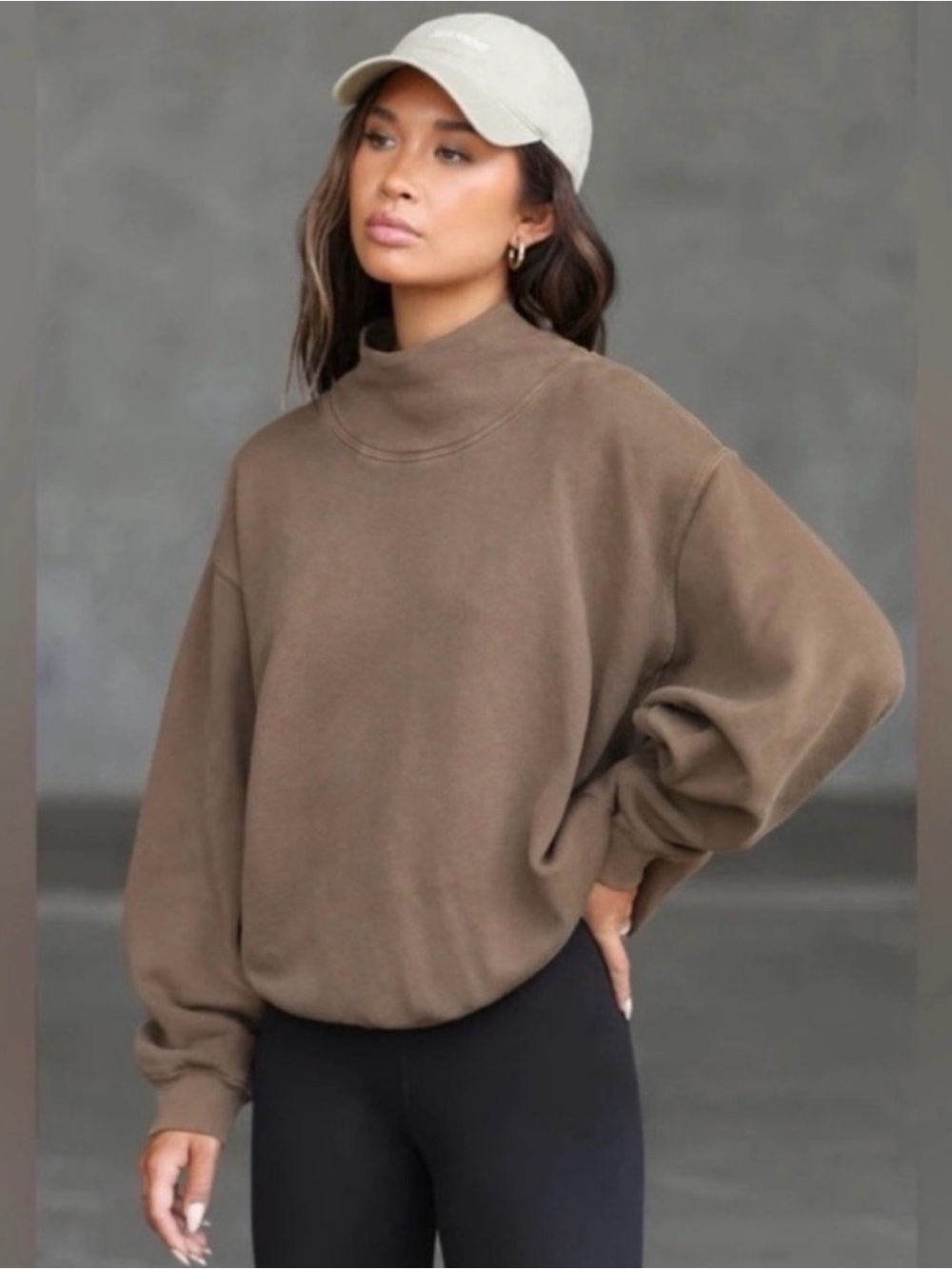 Joah Brown Women's Mock Neck Sweatshirt in Brown